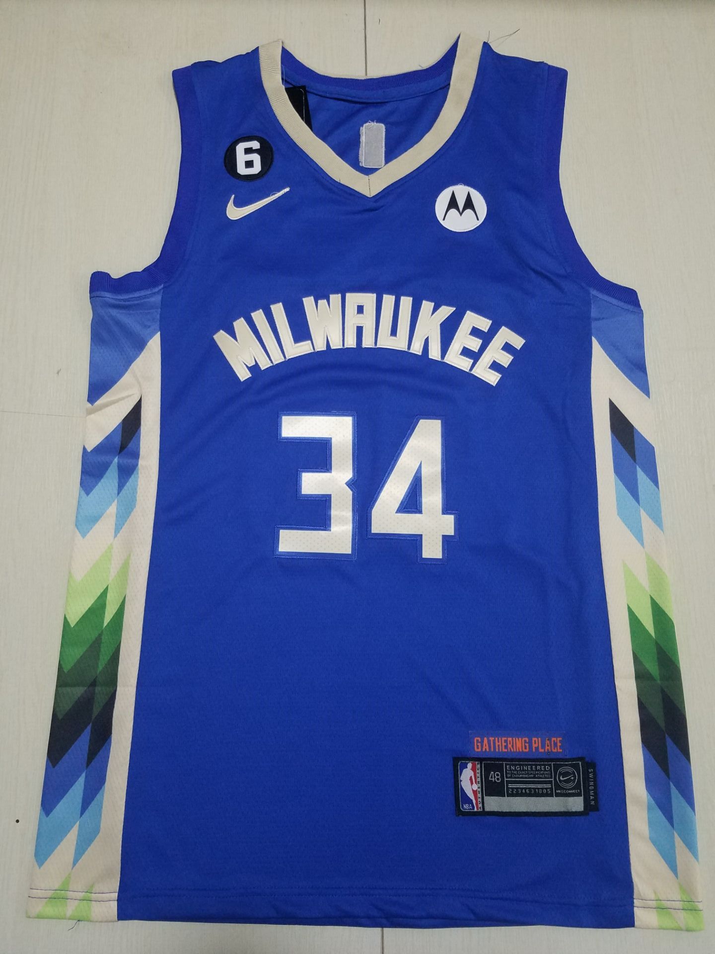 Men Milwaukee Bucks #34 Giannis Antetokounmpo Nike Royal City Edition 2022 NBA Jersey->golden state warriors->NBA Jersey
